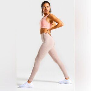 Gymshark Dreamy 2.0 high waisted Leggings Taupe pockets sz Small pull on active